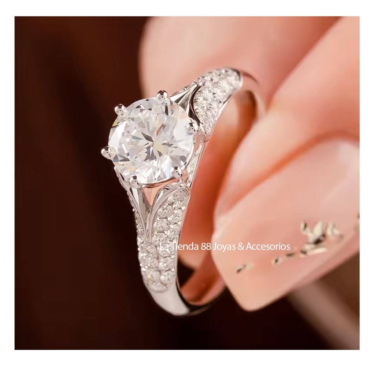 LA TIENDA 88 JOYAS Y ACCESORIOS - La Tienda 88 - Anillo De Compromiso Mujer Princesa Bañado Oro 18k - Blanco