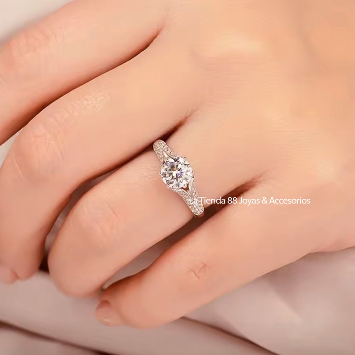 LA TIENDA 88 JOYAS Y ACCESORIOS - La Tienda 88 - Anillo De Compromiso Mujer Princesa Bañado Oro 18k - Blanco