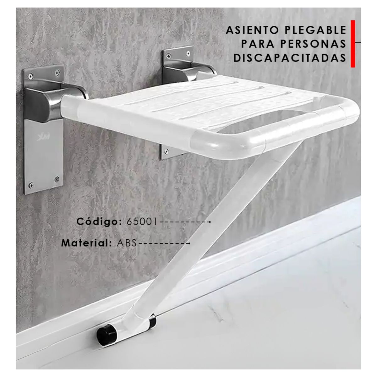 GENERICO - Asiento Plegable para Ducha Acero Inoxidable y ABS