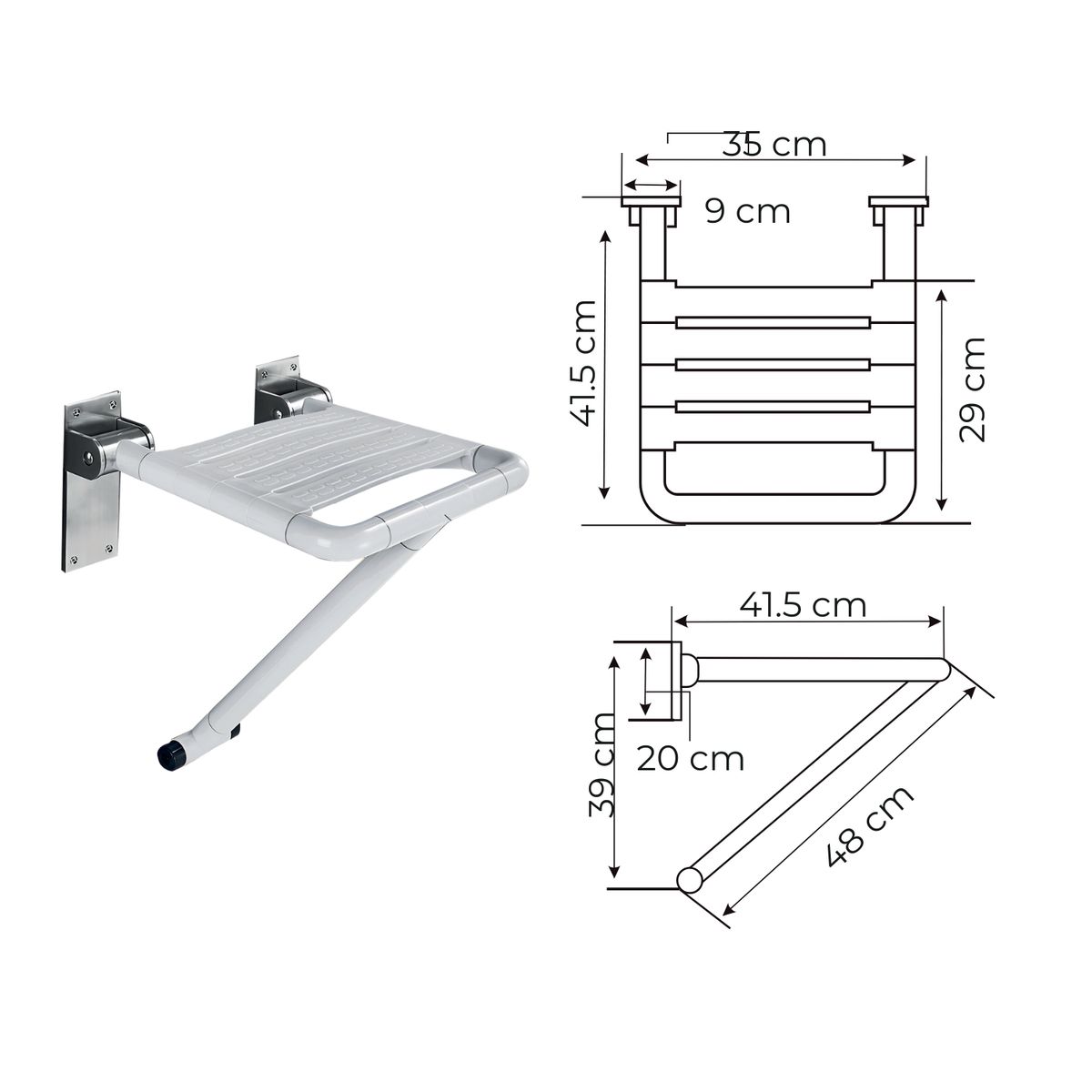 GENERICO - Asiento Plegable para Ducha Acero Inoxidable y ABS