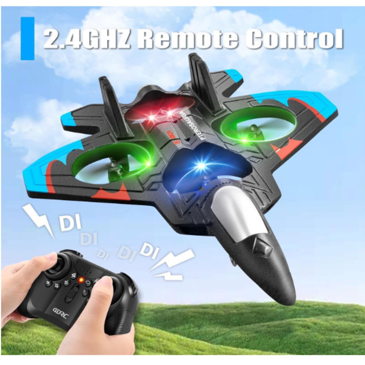 GENERICO - MINI DRON MODELO AVION DE COMBATE BATERIA RECARGABLE CONTROL REMOTO
