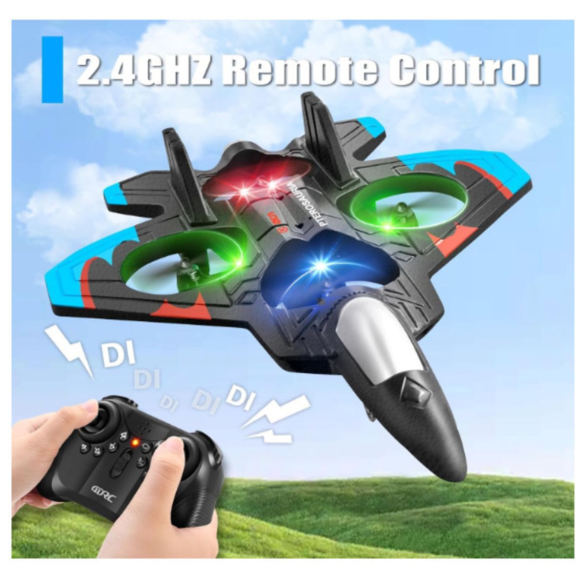 GENERICO - MINI DRON MODELO AVION DE COMBATE BATERIA RECARGABLE CONTROL REMOTO