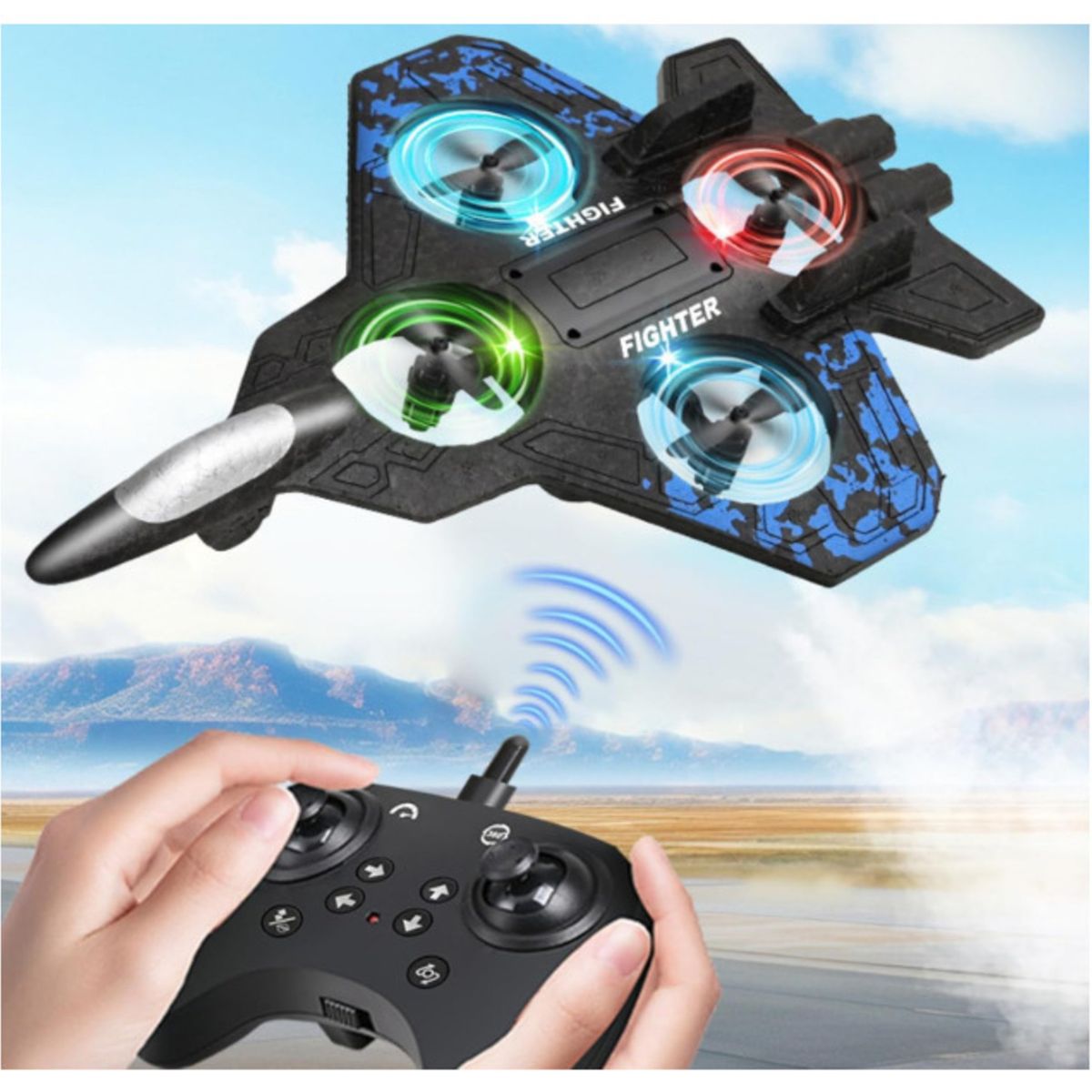 GENERICO - MINI DRON MODELO AVION DE COMBATE BATERIA RECARGABLE CONTROL REMOTO