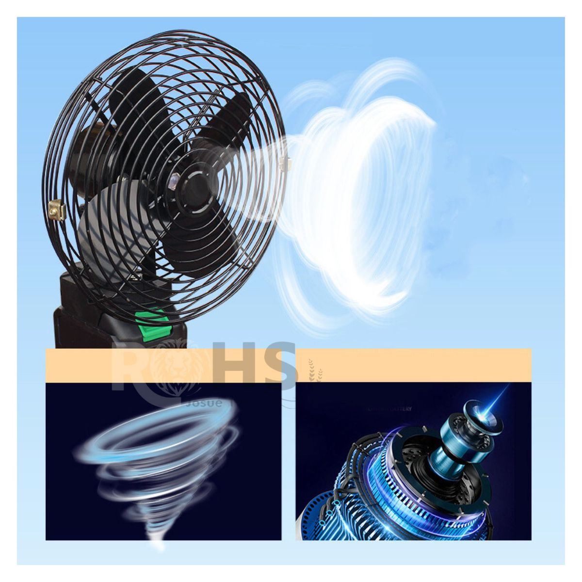 ROHS - VENTILADOR ELÉCTRICO PORTATIL CON  BATERIA RECARGABLE