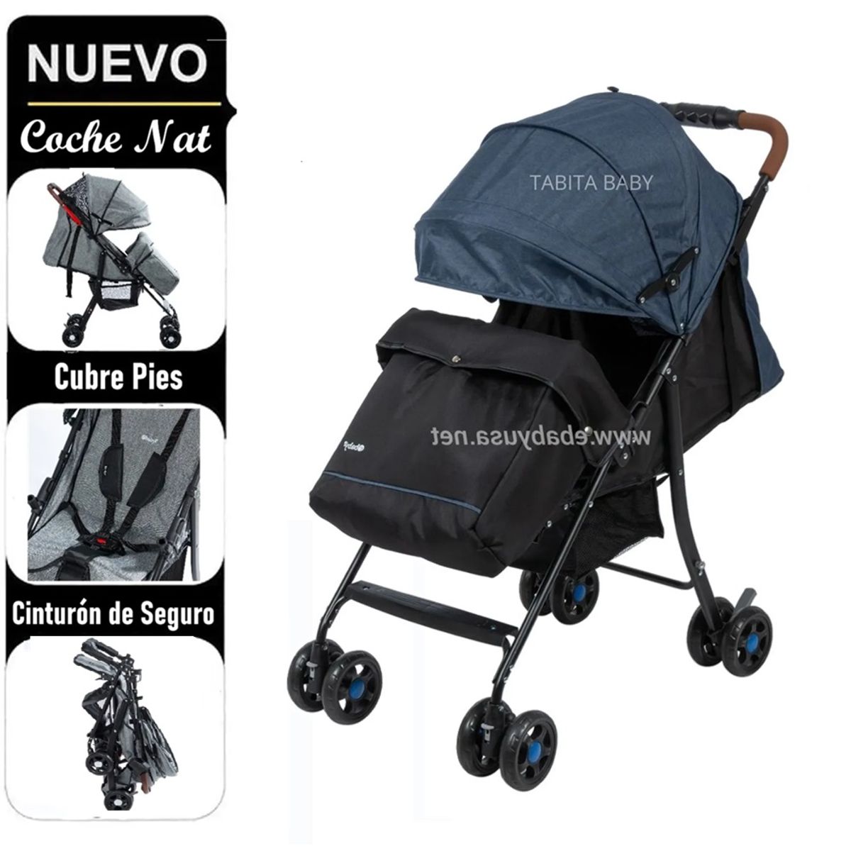 EBABY - Coche de Paseo Nat Azul