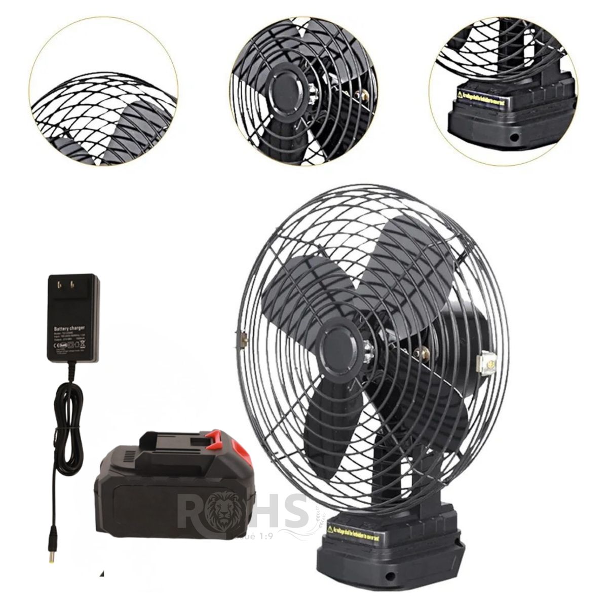 ROHS - Ventilador Portátil de Mesa con Batería de Litio Recargable