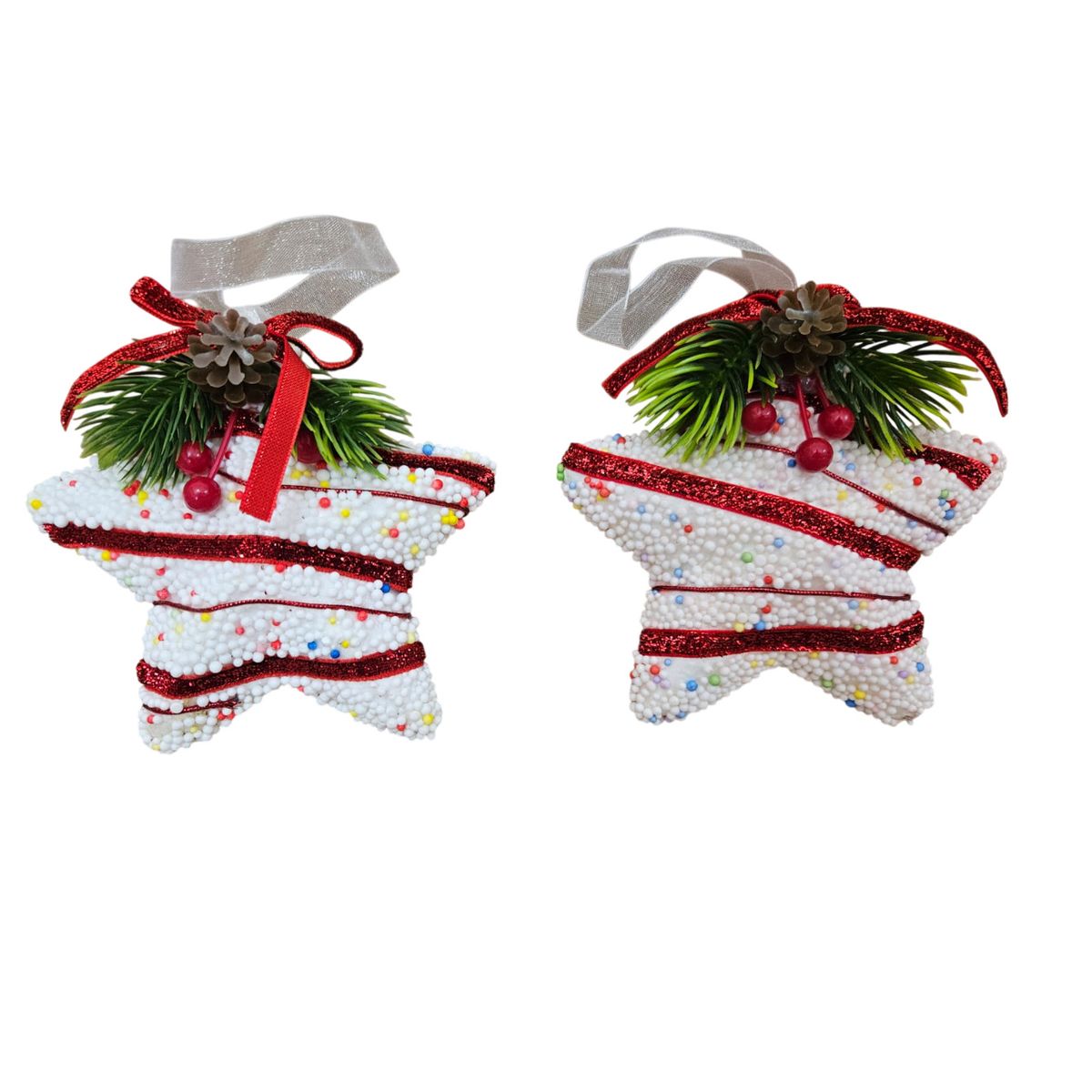 GENERICO - Decoración navideña MODELO estrella de 11 CM Adorno X 2 UND