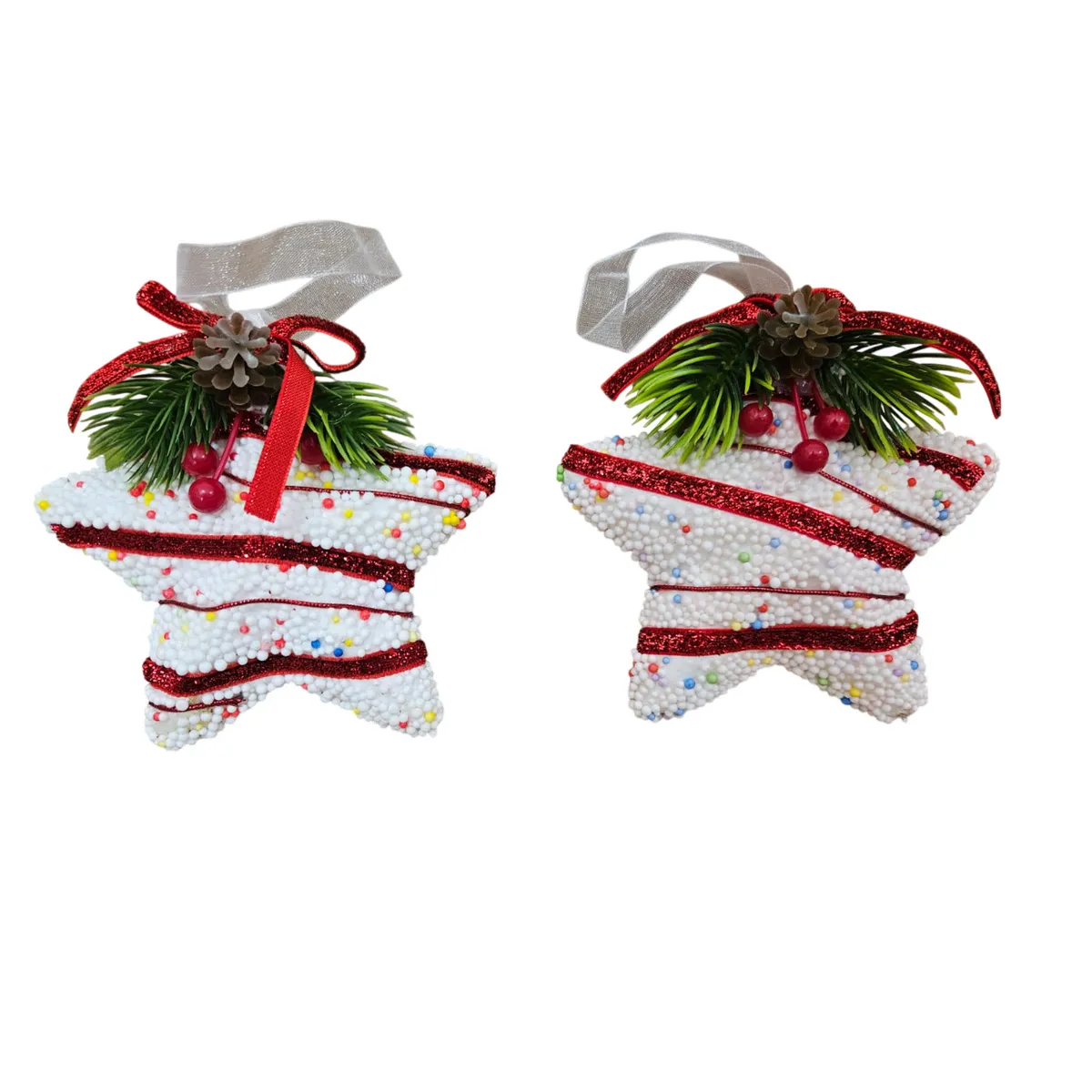 GENERICO - Decoración navideña MODELO estrella de 11 CM Adorno X 2 UND