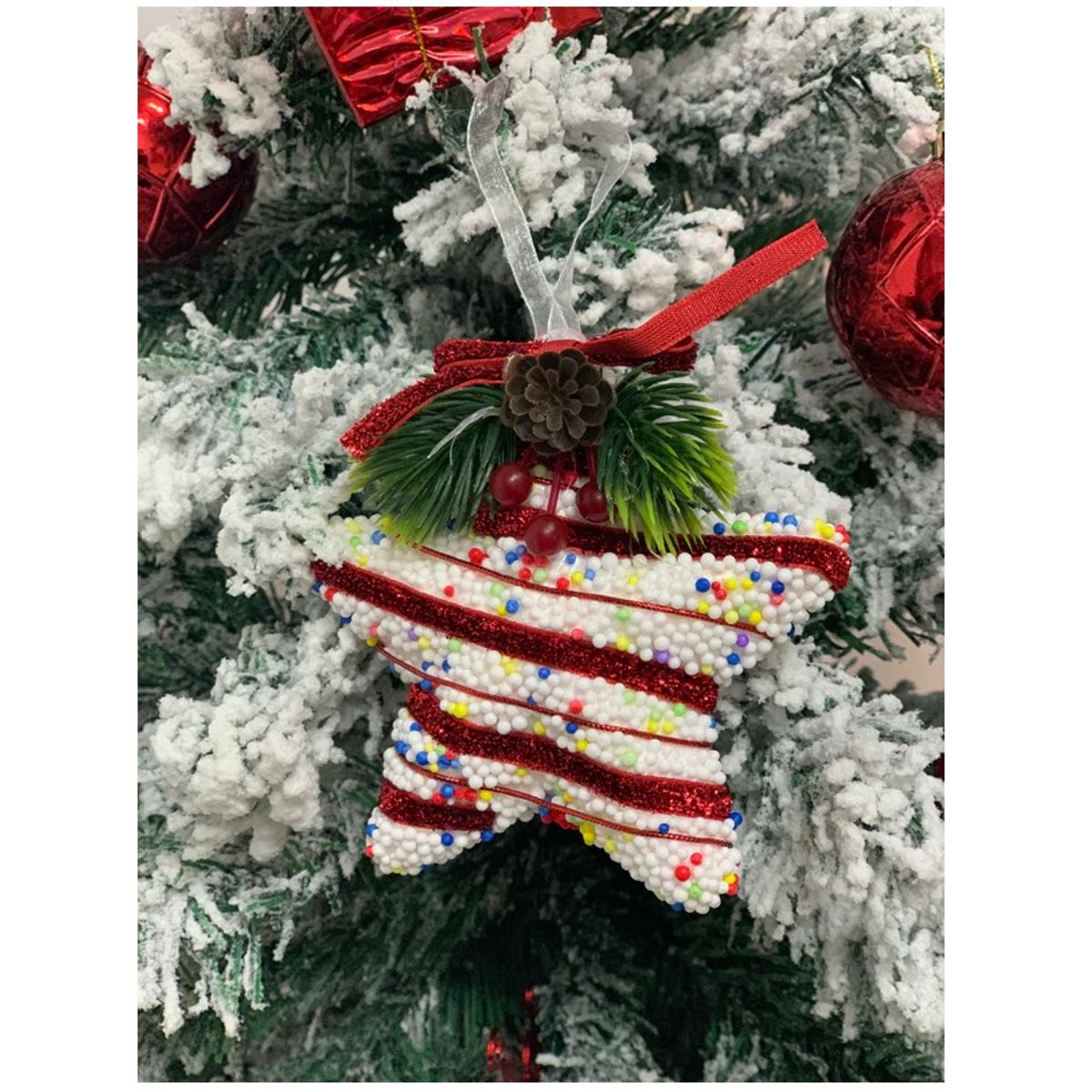 GENERICO - Decoración navideña MODELO estrella de 11 CM Adorno X 2 UND