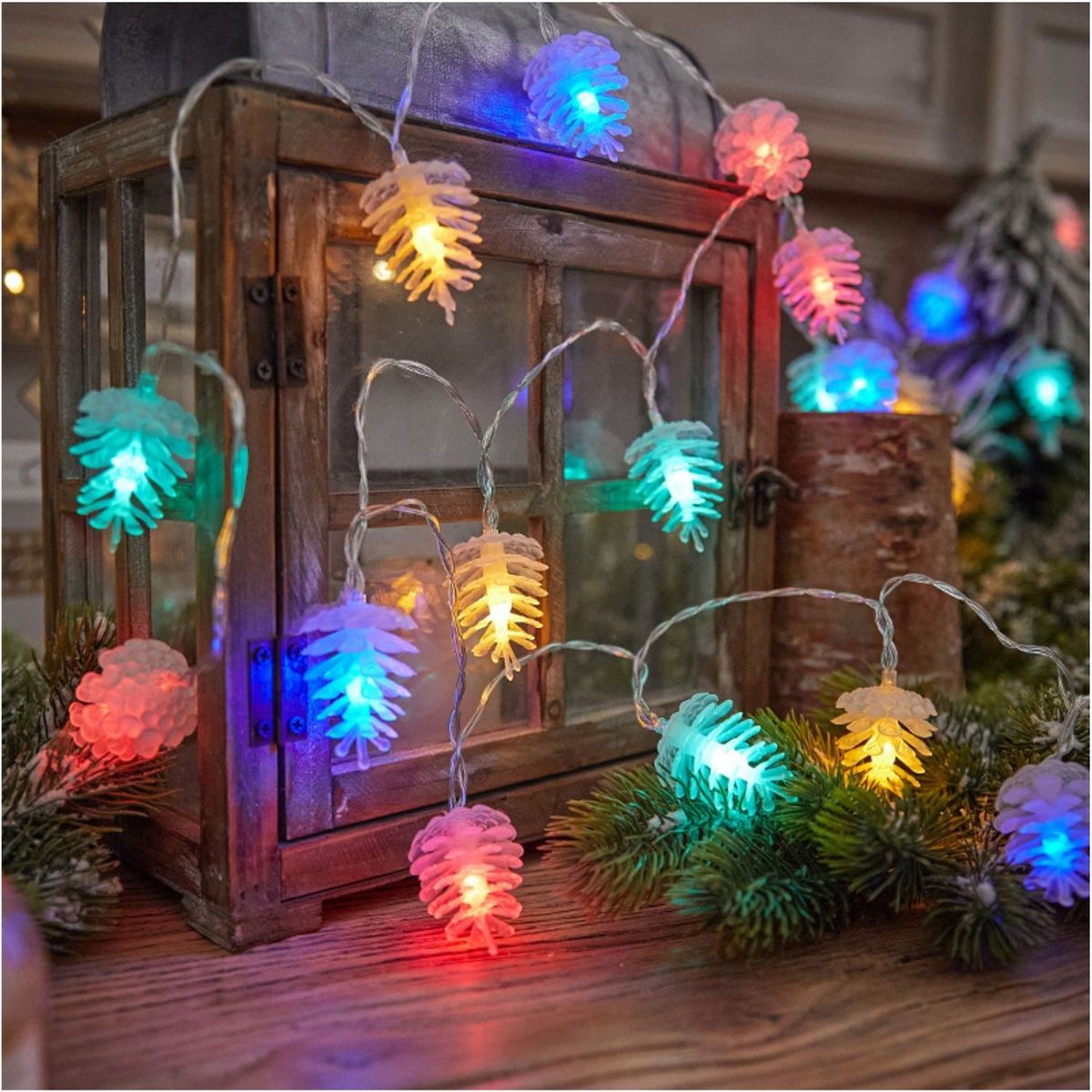 ARTEZA - Luces LED para Árbol de Navidad 9M 80 Conos de Pino con Música para Ventanas y Balcones