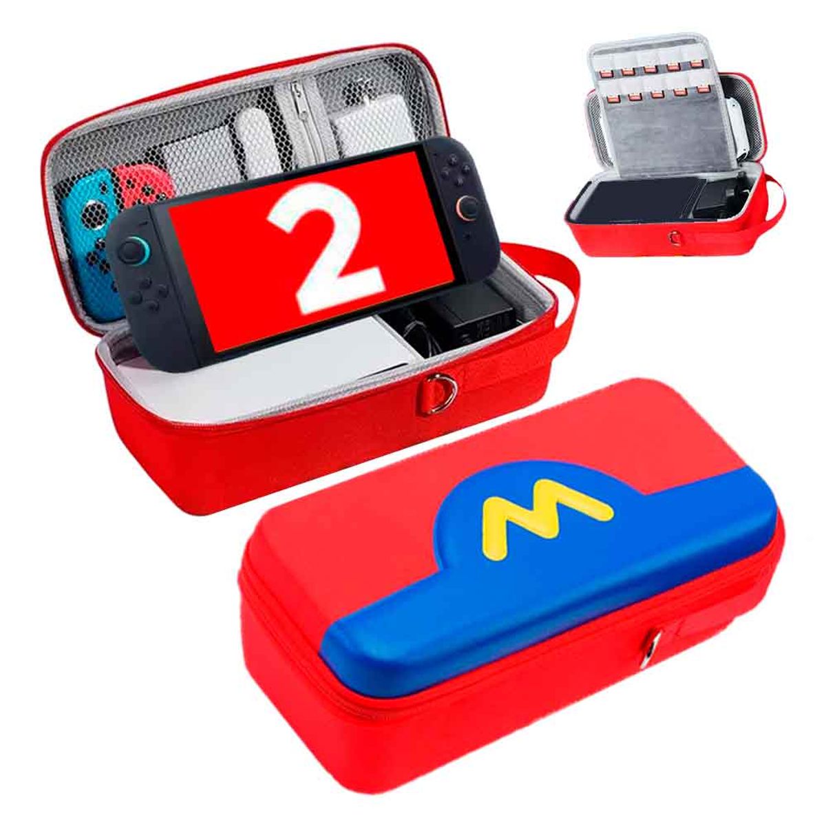 VARIOS - Estuche para Nintendo Switch 2 Mediano Rígido Eva Rojo/Azul