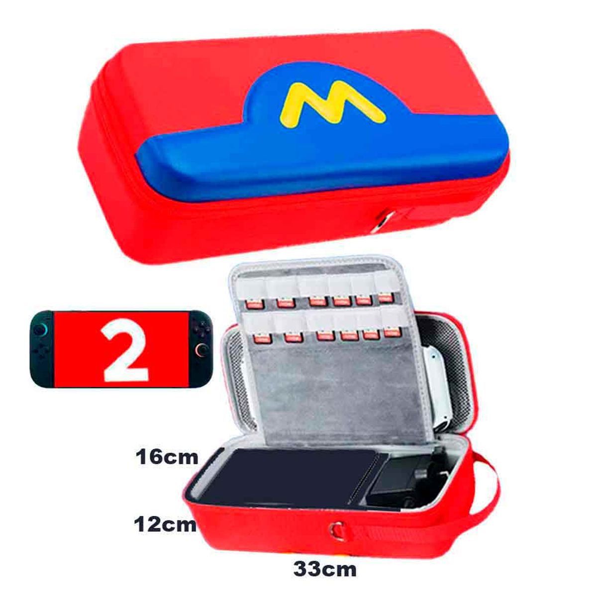 VARIOS - Estuche para Nintendo Switch 2 Mediano Rígido Eva Rojo/Azul