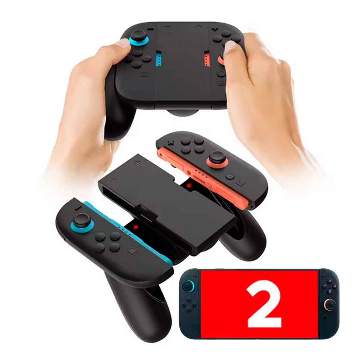 VARIOS - Grip Cargador para JoyCons Nintendo Switch 2 2000mAh