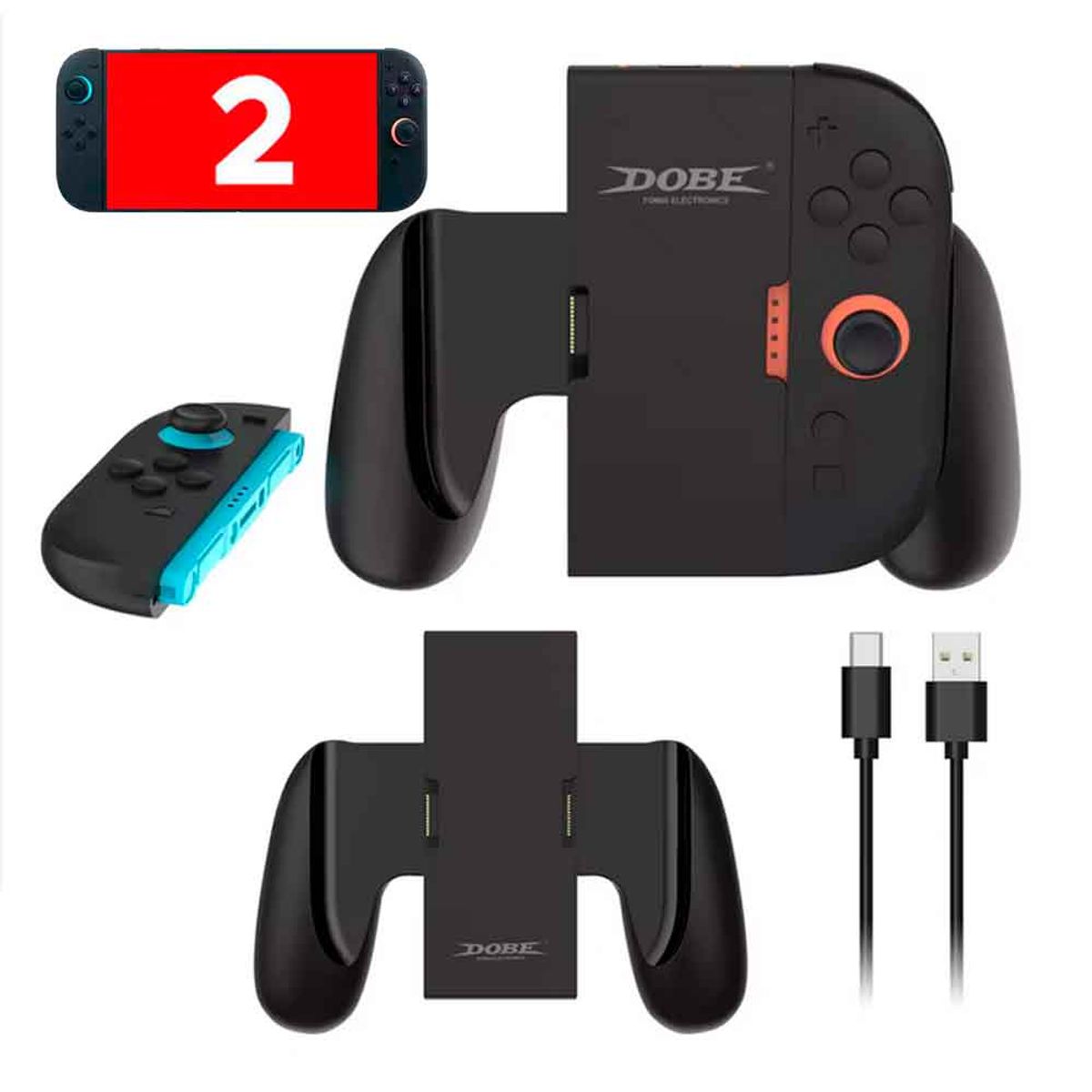 VARIOS - Grip Cargador para JoyCons Nintendo Switch 2 2000mAh