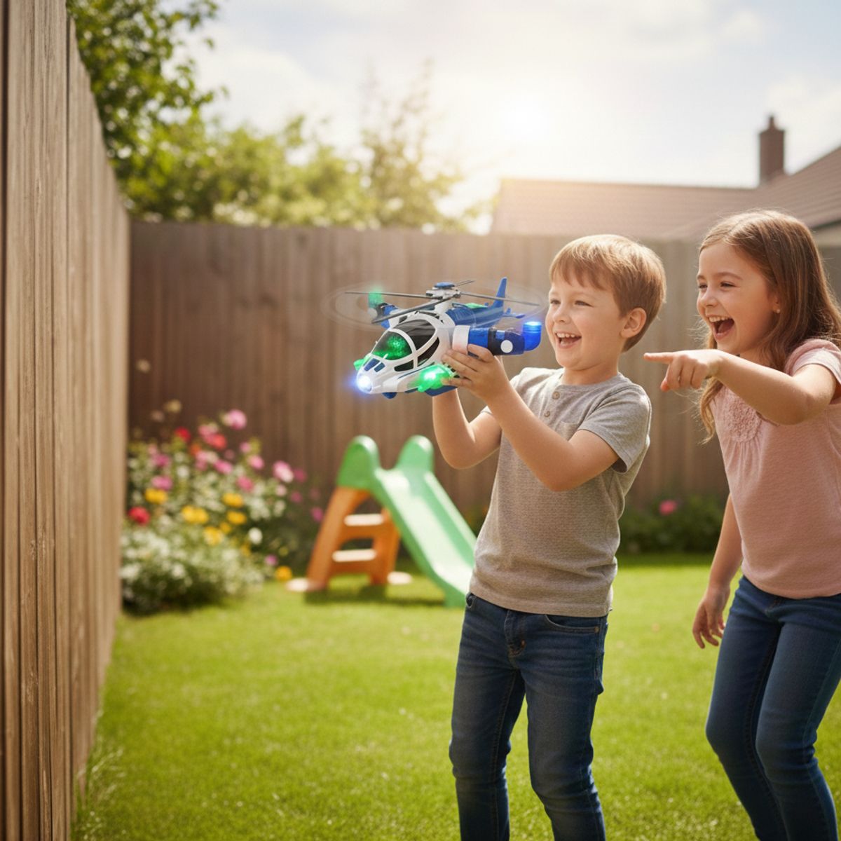 GENERICO - Juguete de Helicóptero con Sonidos, Luces y Rotación 360 grados - Azul