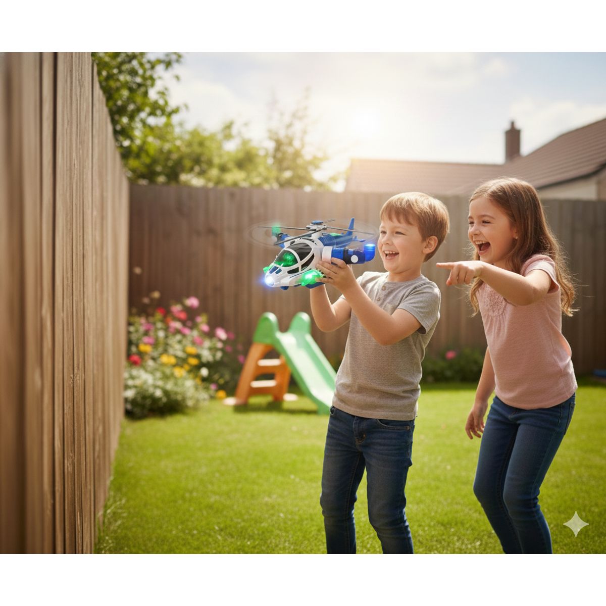 GENERICO - Juguete de Helicóptero con Sonidos, Luces y Rotación 360 grados - Azul