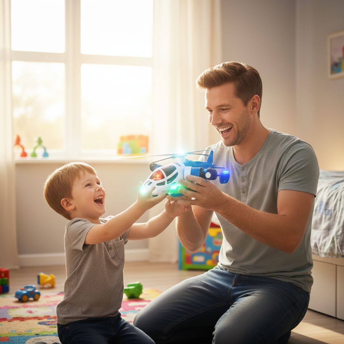 GENERICO - Juguete de Helicóptero con Sonidos, Luces y Rotación 360 grados - Azul