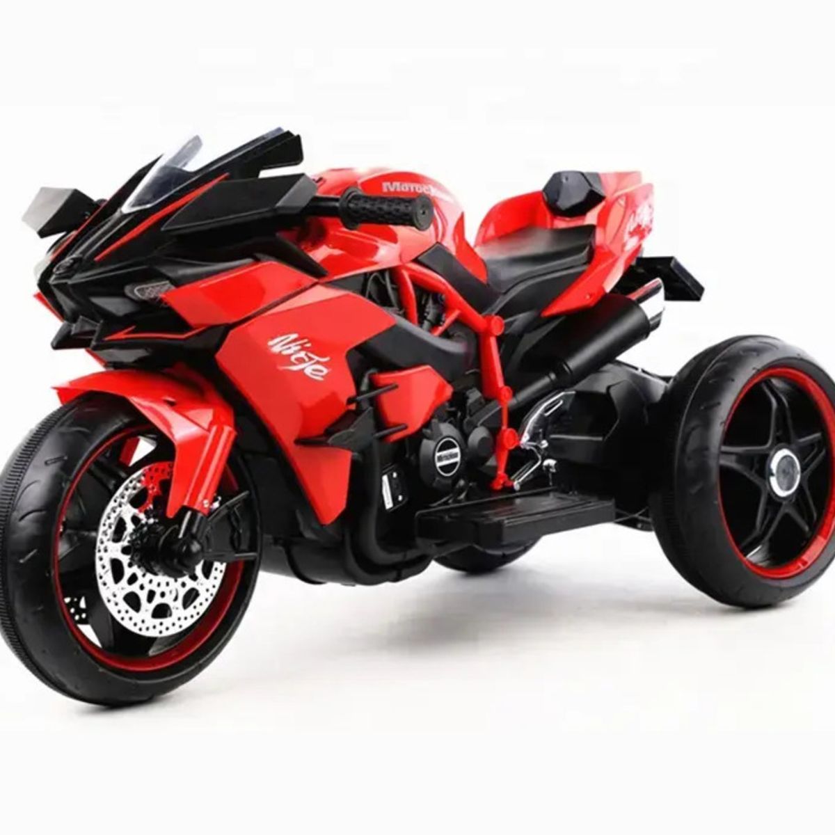 OEM - Moto Eléctrica Infantil niños Estilo Kawasaki Ninja H2R Rojo con Luces LED USB 12V y Doble Motor
