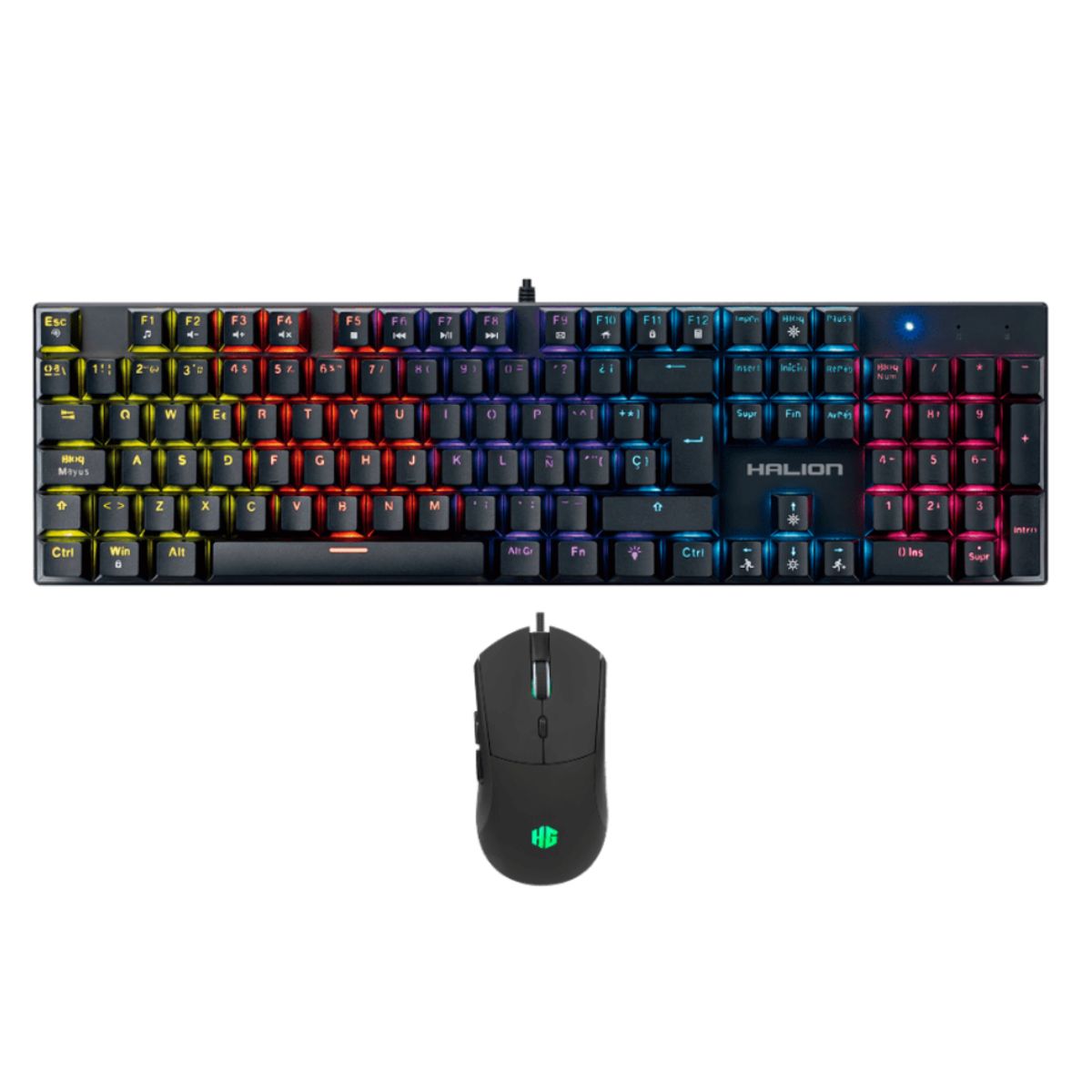 HALION - TECLADO MECANICO Y MOUSE GAMING 3600 DPI RAINBOW HALION HARRIER K201C