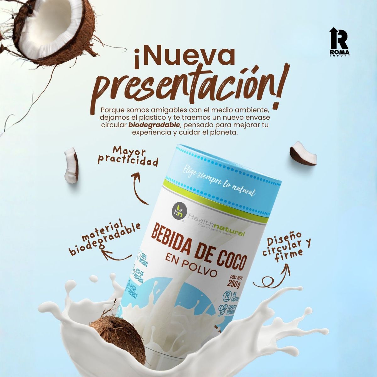HEALTHNATURAL - PACK 2 BEBIDA DE COCO EN POLVO 250G HEALTHNATURAL