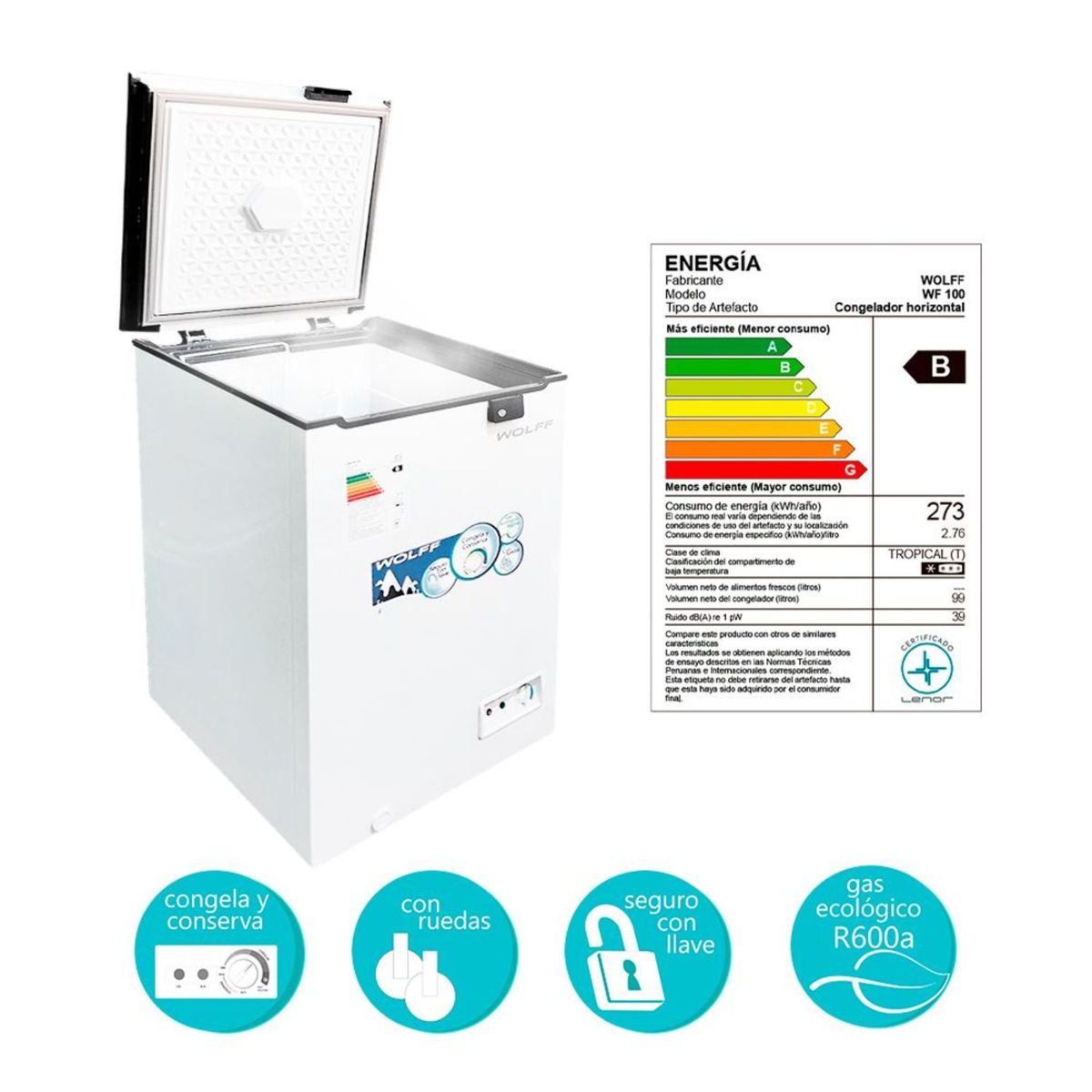 WOLFF - Wolff - Congeladora de 100L WF 100