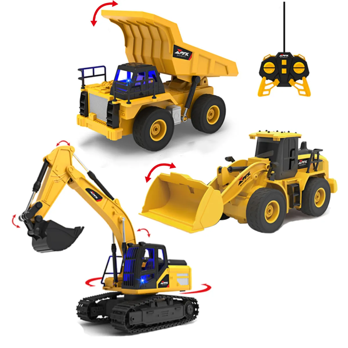 GENERICO - Excavadora Volquete Cargador Frontal RC 5 CH Esc 1:24