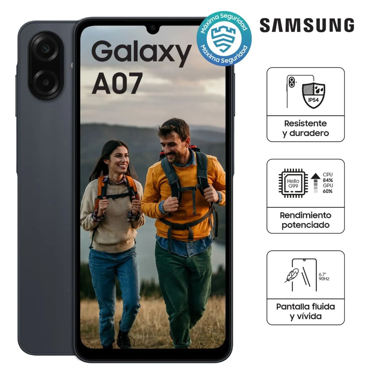 Celular samsung Galaxy A07 4GB ram 128GB negro , marca SAMSUNG - Foto Principal
