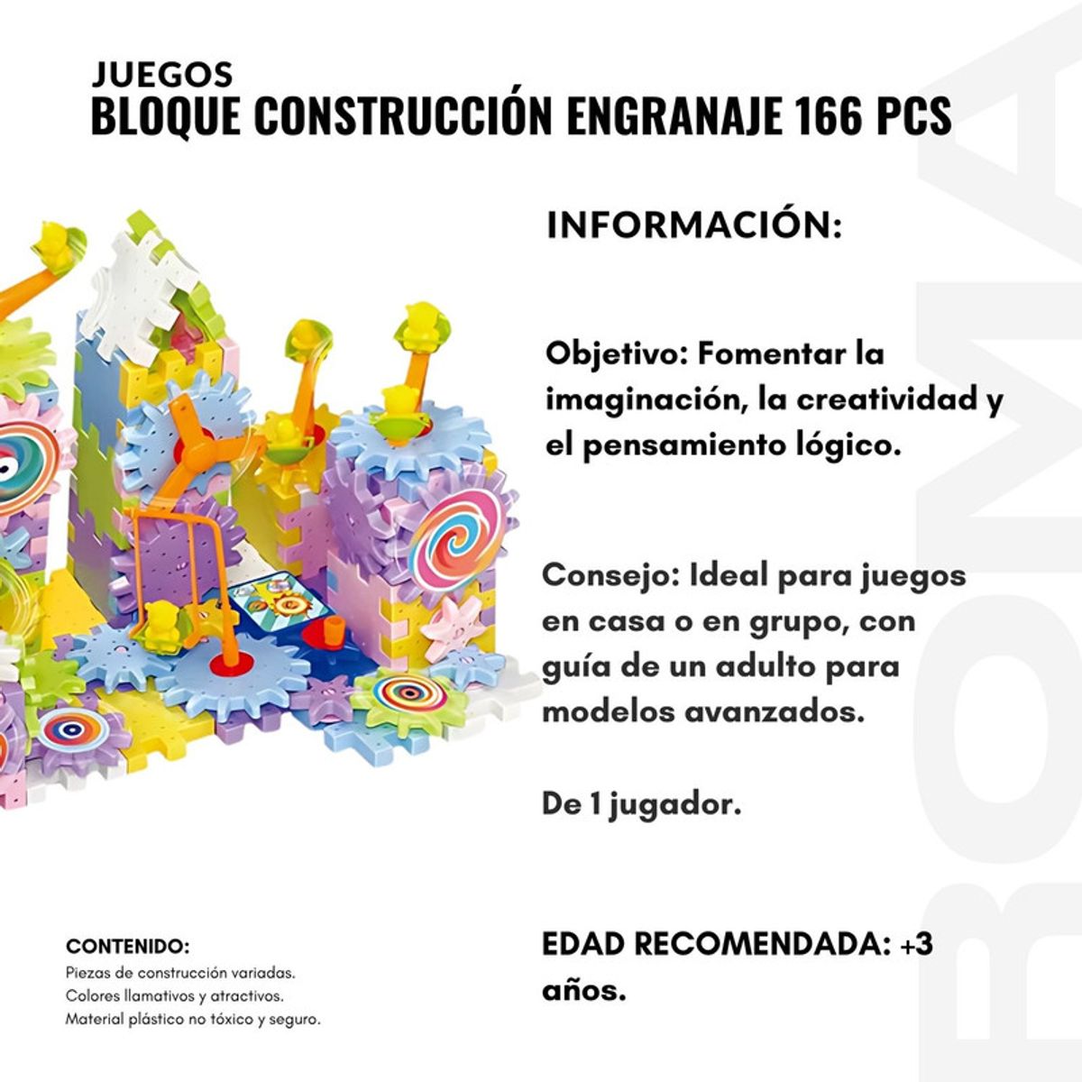 GENERICO - BLOQUE CONSTRUCCIÓN ENGRANAJE 166 PIEZAS JUEGO DIDÁCTICO