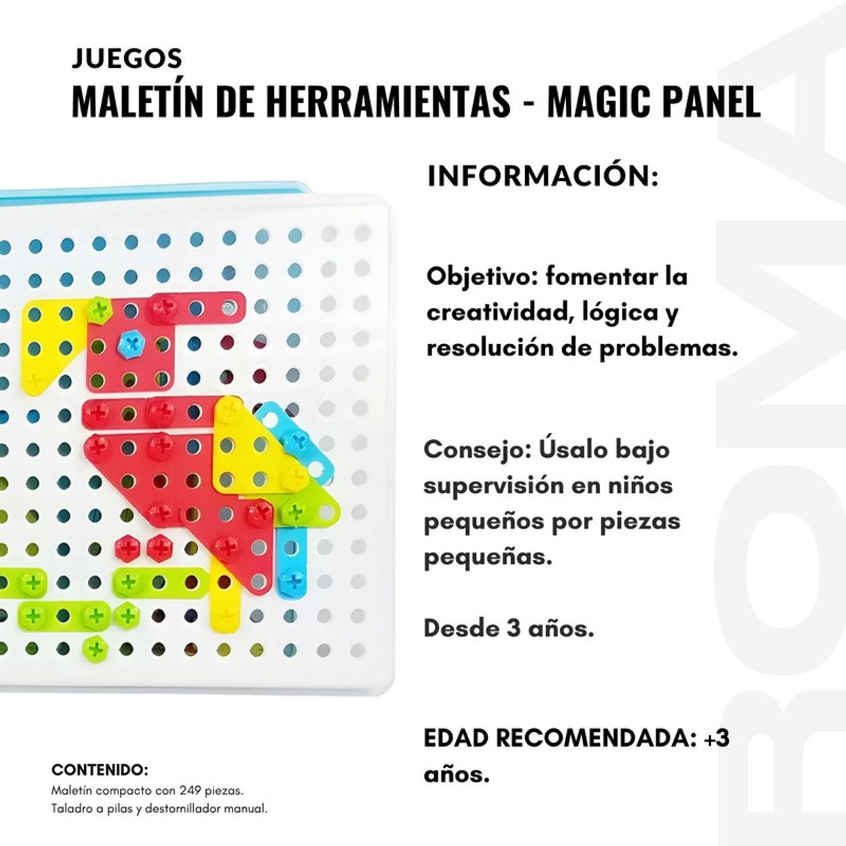 GENERICO - MALETÍN DE HERRAMIENTAS MAGIC PANEL JUEGO DIDÁCTICO