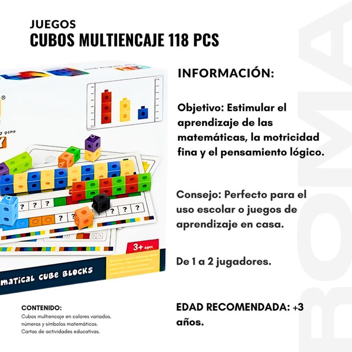 GENERICO - CUBOS MULTIENCAJE 118 PIEZAS JUEGO DIDÁCTICO