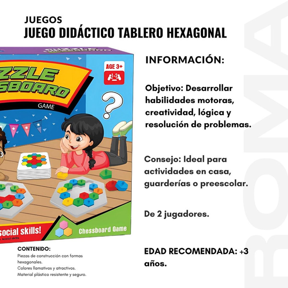 GENERICO - JUEGO DIDÁCTICO TABLERO HEXAGONAL