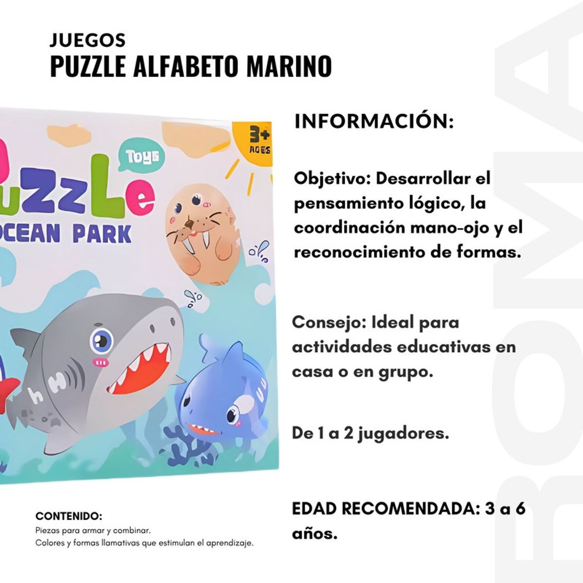 GENERICO - PUZZLE ALFABETO MARINO JUEGO DIDÁCTICO