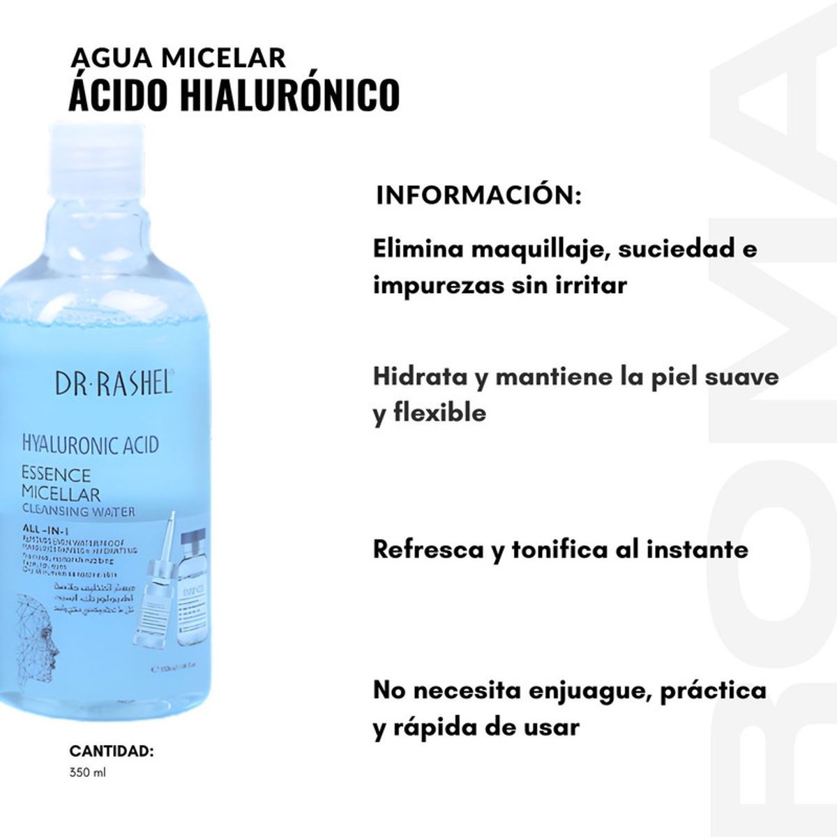 GENERICO - PACK 3 AGUA MICELAR ÁCIDO HIALURÓNICO 350ML DR RASHEL