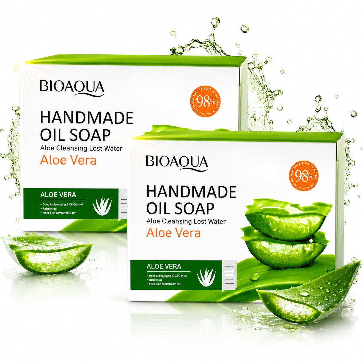 BIOAQUA - PACK 2 JABÓN EN BARRA DE ALOE VERA BIOAQUA 100G