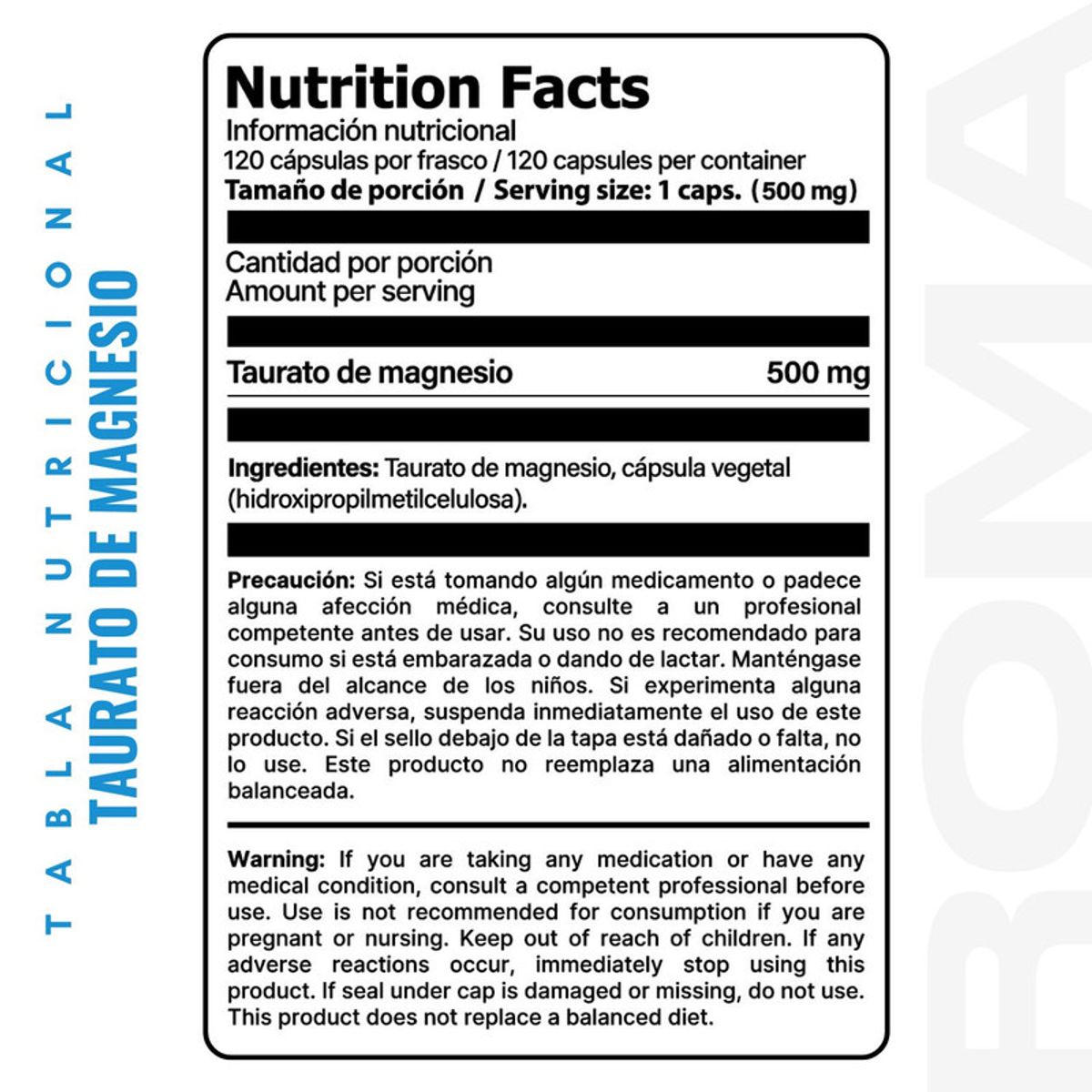 EDENIS HEALTH - TAURATO DE MAGNESIO 120 CÁPSULAS EDENIS HEALTH