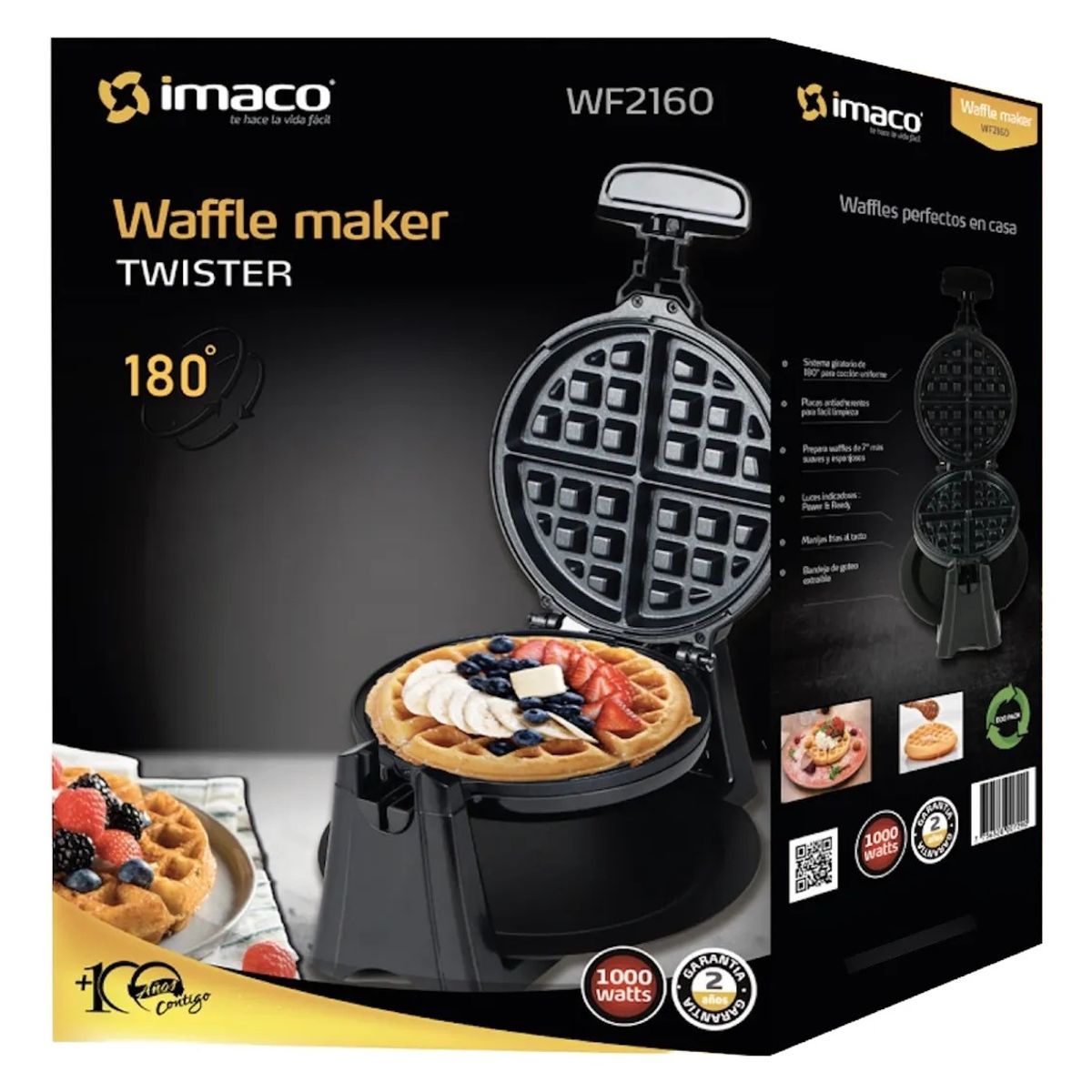 IMACO - Waflera Electrica De 4 Porciones Imaco Twister 800 W