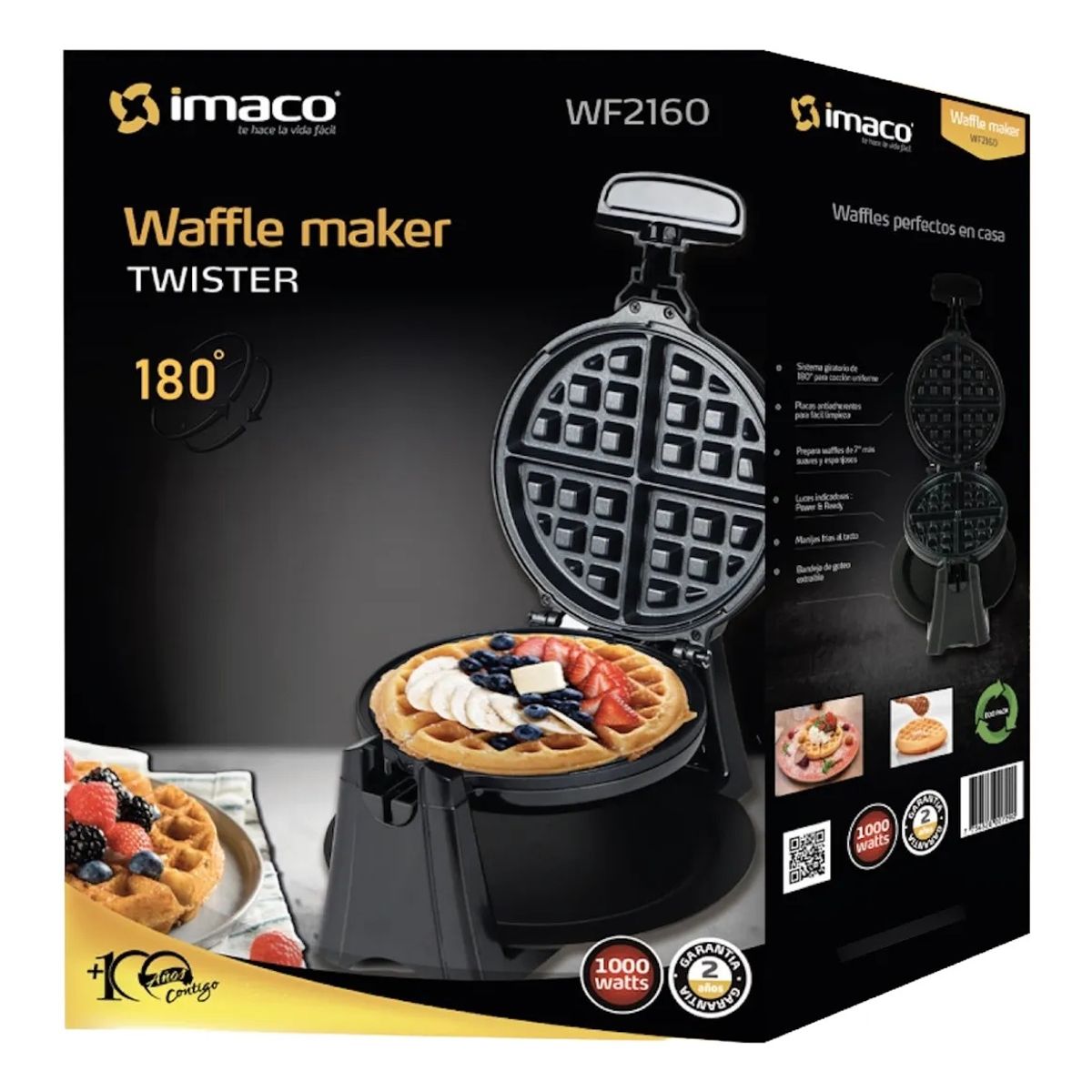 IMACO - Waflera Electrica De 4 Porciones Imaco Twister 800 W
