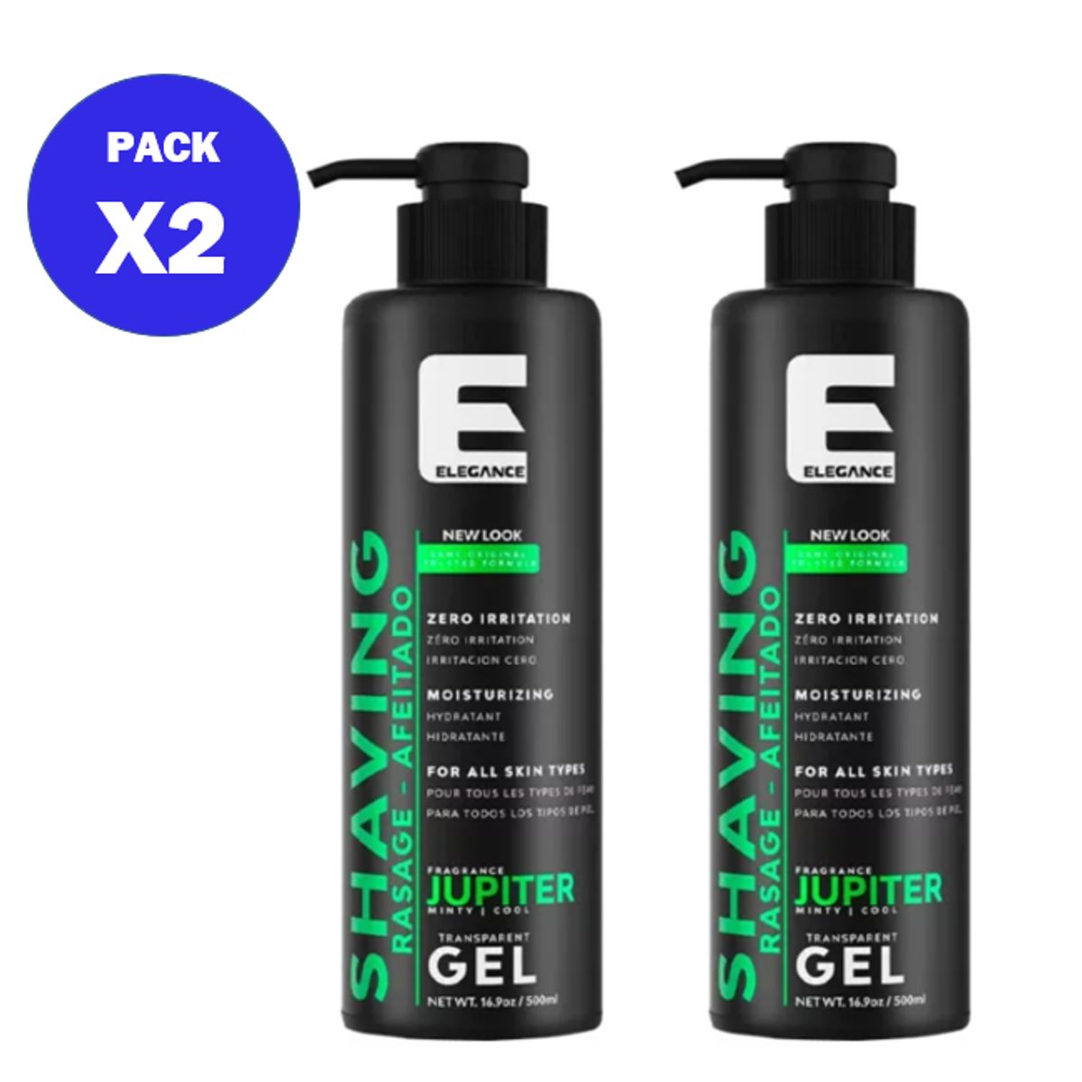 ELEGANCE - Pack x2 Gel de Afeitar Jupiter MintyCool 500 ml - ELEGANCE