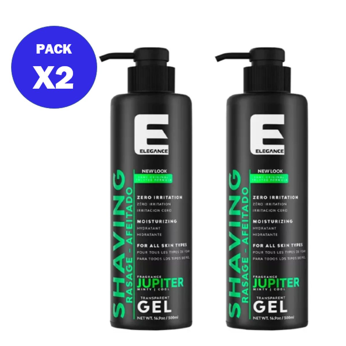 ELEGANCE - Pack x2 Gel de Afeitar Jupiter MintyCool 500 ml - ELEGANCE