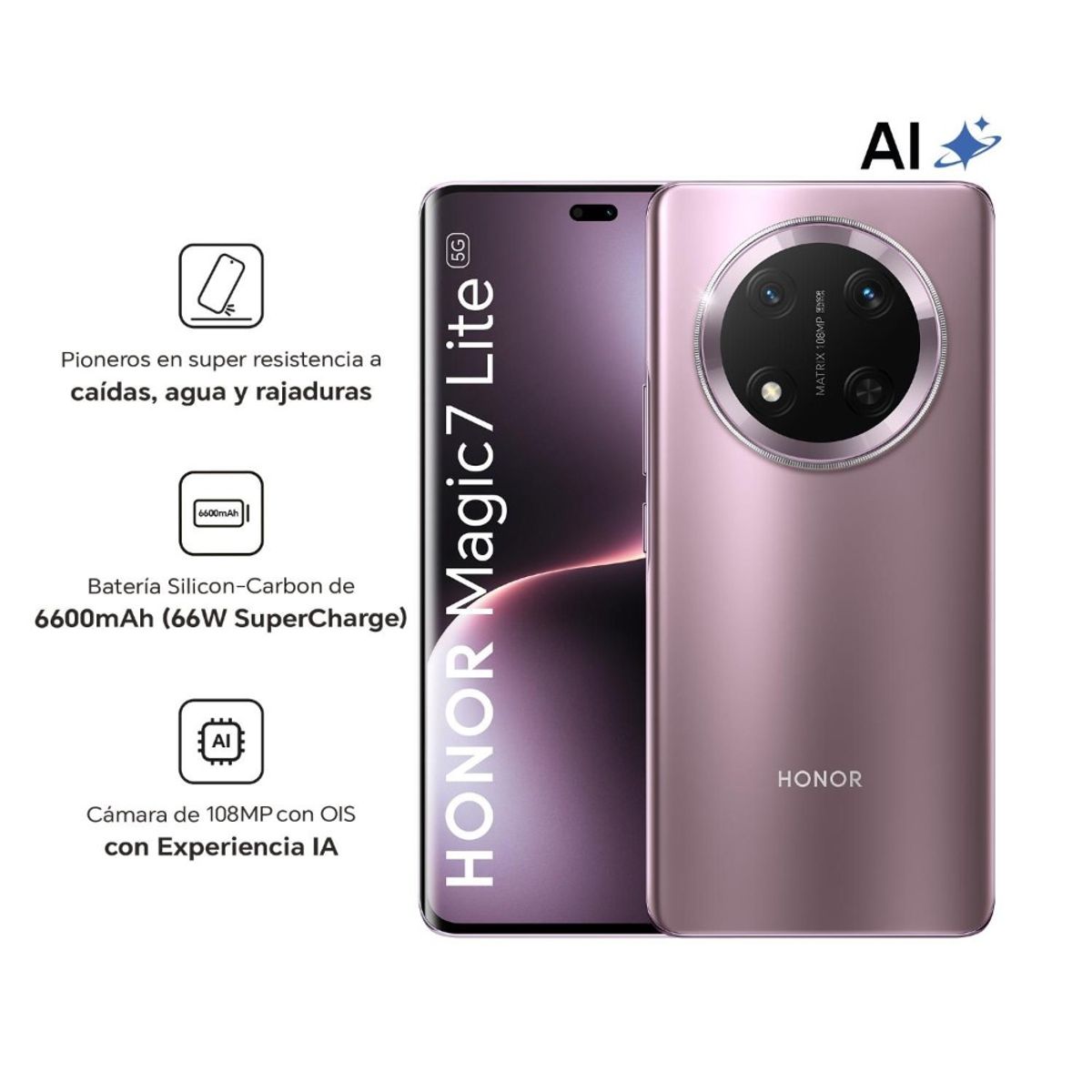 HONOR - Celular Honor Magic 7 Lite 256GB 8GB RAM - Morado
