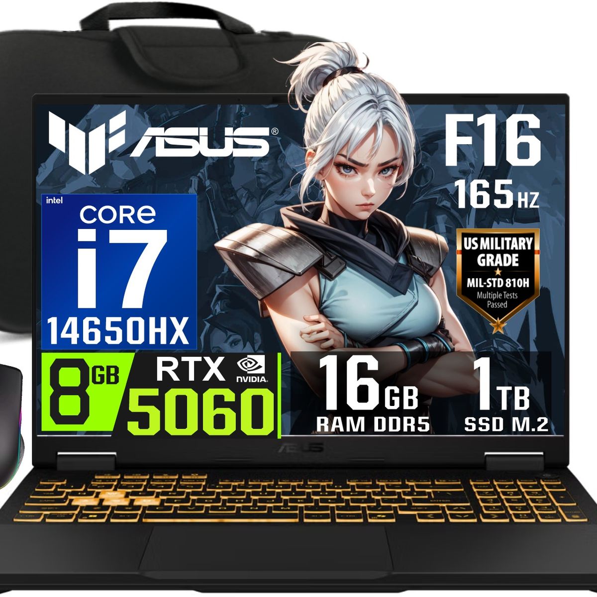 ASUS - Laptop Gamer juegos Asus TUF Gaming F16 2025 Core i7-14650HX RTX5060 16GB RAM 1TB SSD 16 WUXGA 165Hz