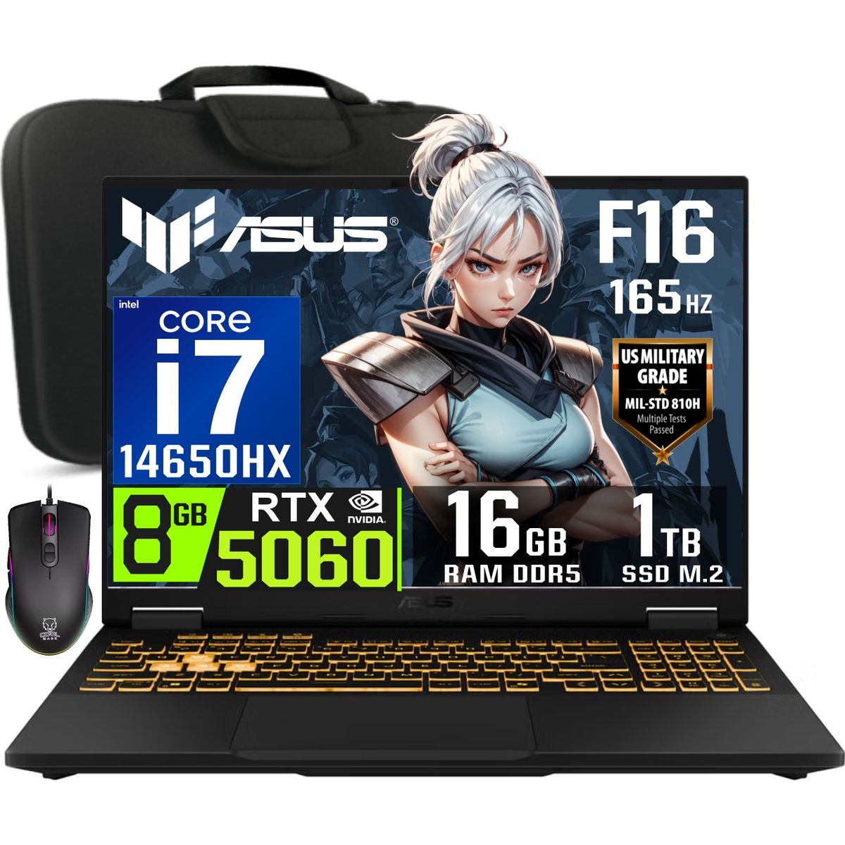 ASUS - Laptop Gamer juegos Asus TUF Gaming F16 2025 Core i7-14650HX RTX5060 16GB RAM 1TB SSD 16 WUXGA 165Hz