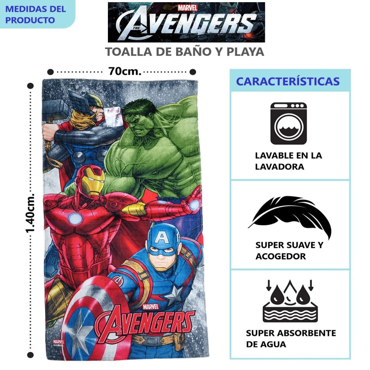 GENERICO - TOALLA DE PLAYA O BAÑO 100% ALGODÓN