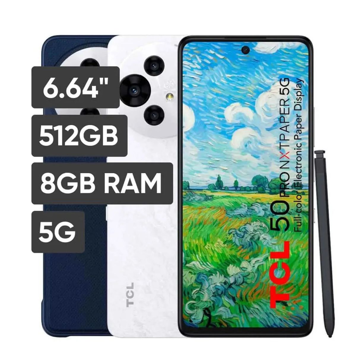 TCL - CELULAR TCL 50 PRO NXTPAPER 6.78" 8GB 512GB 108 MP + 8 MP + 2 MP Blanco C+P
