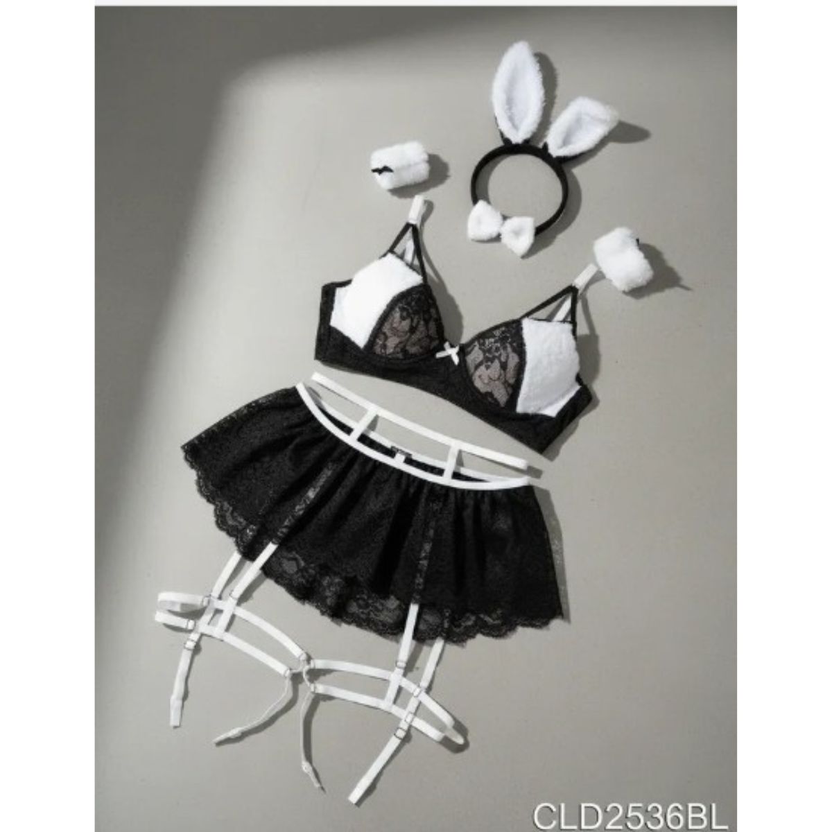 GENERICO - LENCERIA SEXY DISFRAZ CONEJITA TRANSPARENTE ENCAJE TALLA S-M-L