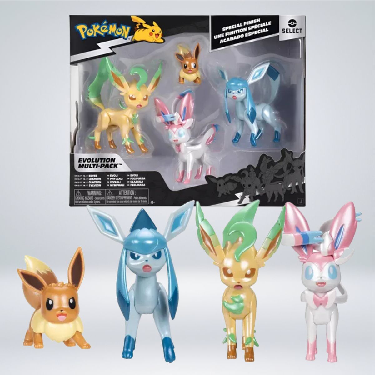 JAZWARES - FIGURAS POKEMON SELECT PACK 4  EVOLUCION EEVEE