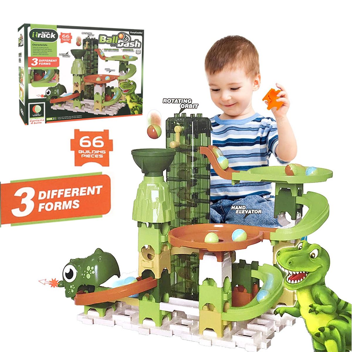 GENERICO - Tobogan de Bolas Dino Ball Dash 66 piezas