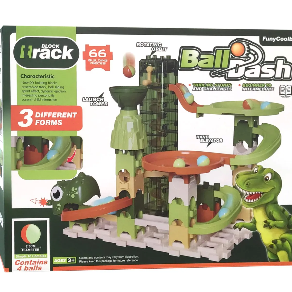 GENERICO - Tobogan de Bolas Dino Ball Dash 66 piezas