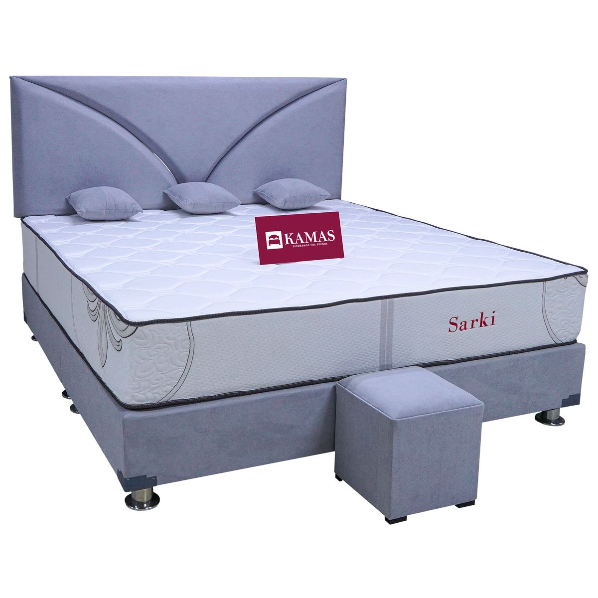 KAMAS - DORMITORIO KAMAS KING SARKI + CABECERA AÉREA GAVIOTA - GRIS