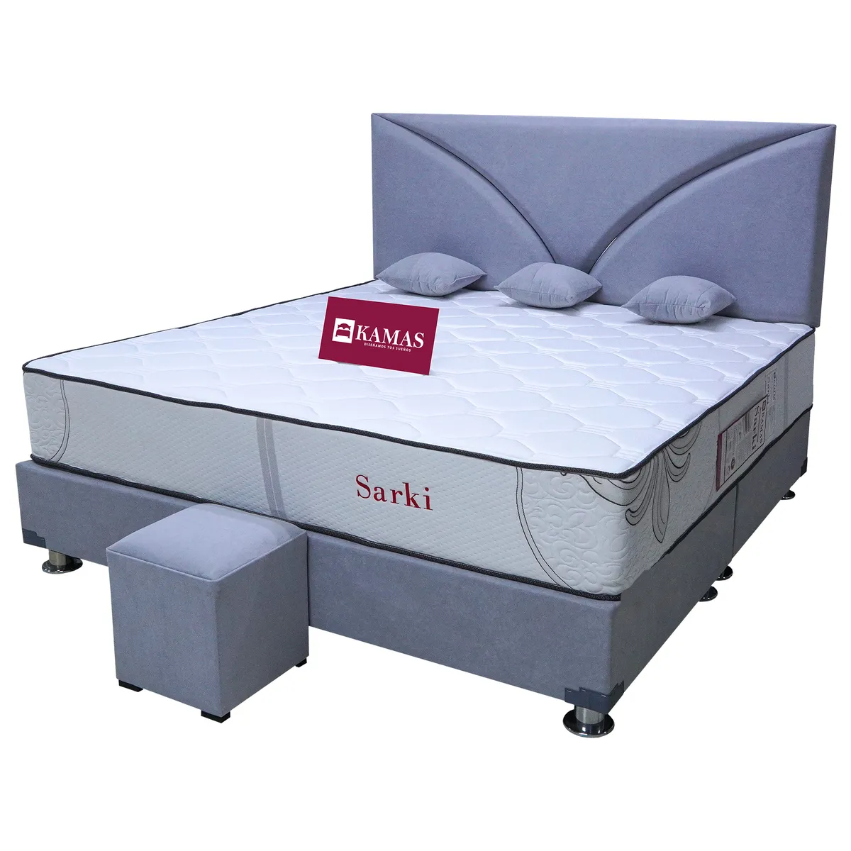 KAMAS - DORMITORIO KAMAS KING SARKI + CABECERA AÉREA GAVIOTA - GRIS